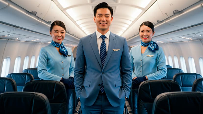 Cena realista de estudo para prova de comissário de voo: mesa organizada com caderno aberto, folhas de simulado com marcações, caneta e cronômetro digital, ao fundo uma janela com vista suave de aeroporto e aeronave desfocada; ambiente de sala de estudos moderna e silenciosa; composição com foco no material de prova em primeiro plano e profundidade de campo; estilo fotográfico editorial, cores neutras, iluminação natural suave, alto detalhamento, enquadramento horizontal 16:9, sem texto, sem logotipos, sem marcas d’água