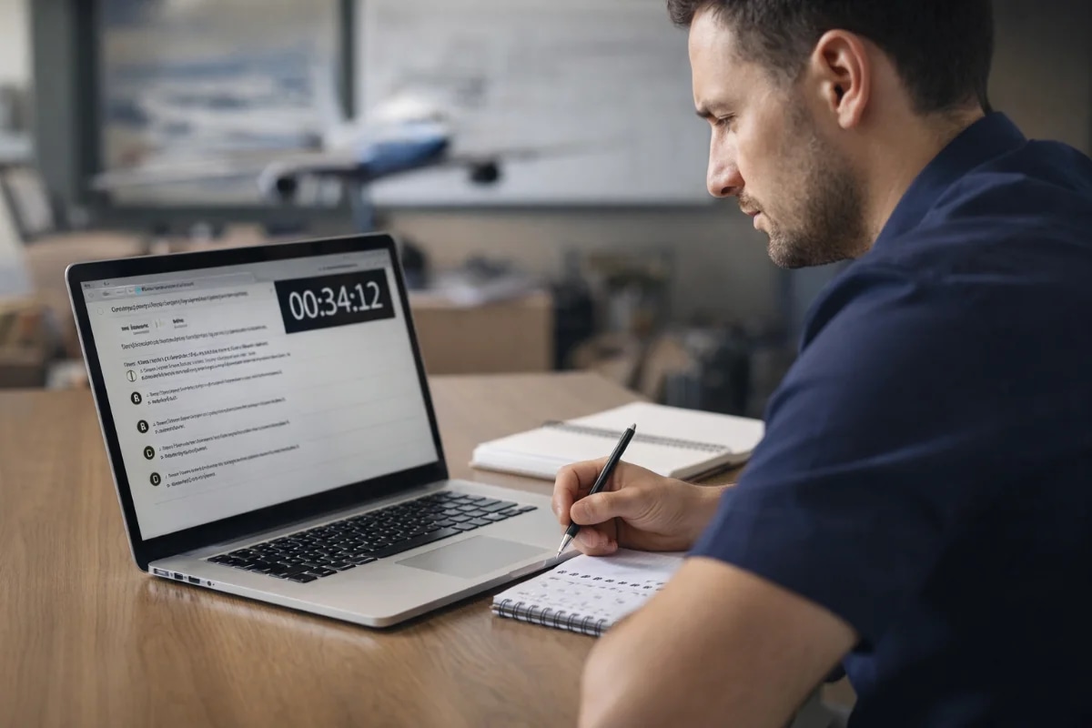 Exame online em andamento piloto civil