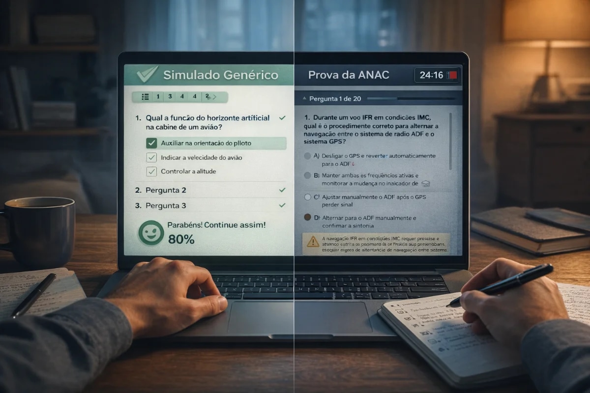 Simulado genérico x Prova da Anac