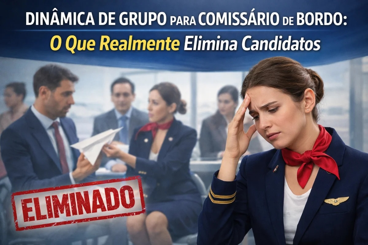 Dinâmica de grupo eliminando candidata a comissário de bordo.