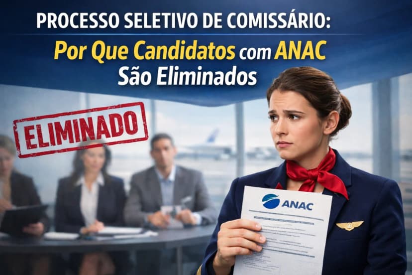 Candidato com ANAC sendo eliminado em entrevista para comissário de bordo.